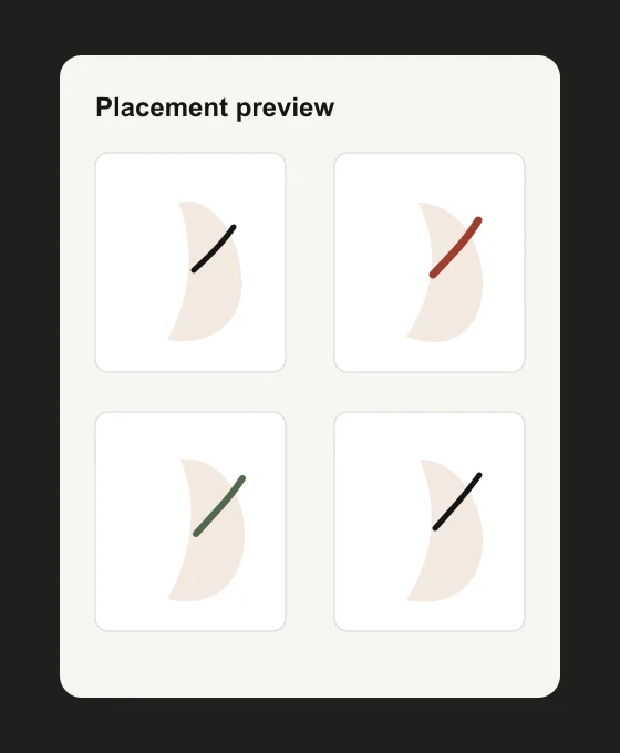 InkView placement preview showing tattoo size comparisons